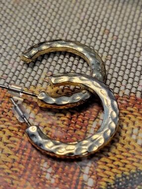 Gold-Tone Hammered Hoop Earrings